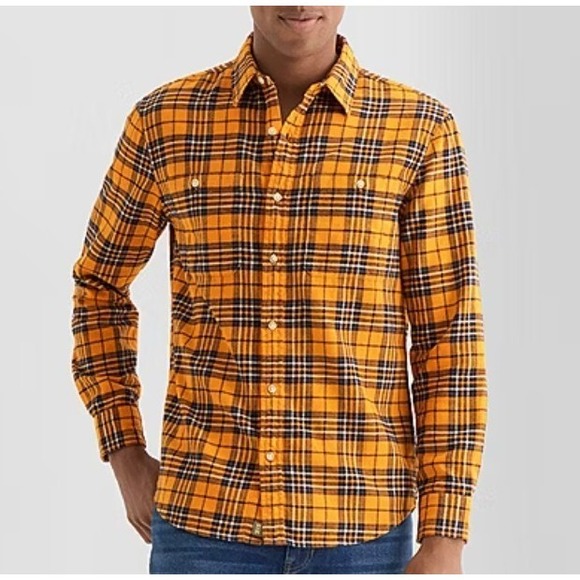 M & M Other - Mutual Weave Men's Orange Plaid Flannel LS Shirt Size M